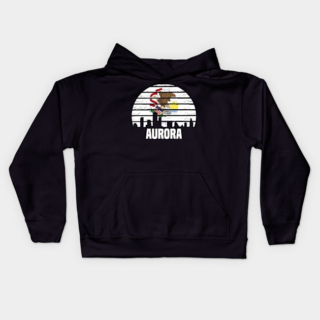 Aurora Illinois IL Group City Silhouette Flag Gift Kids Hoodie by jkshirts